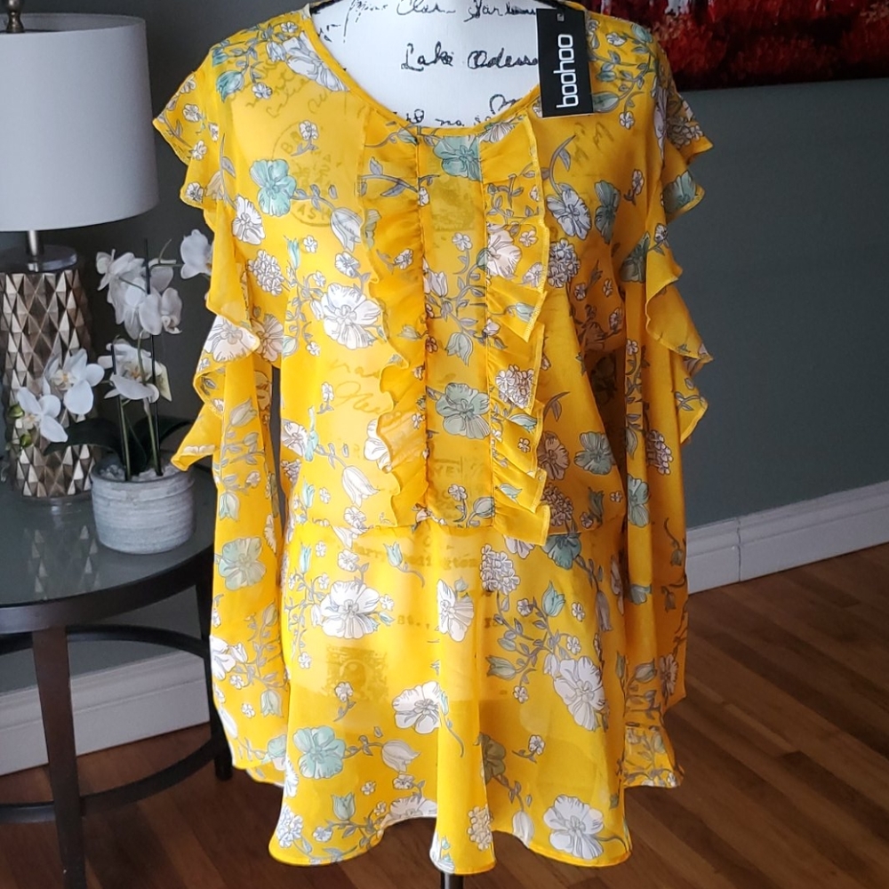 Boohoo Open Sholder Blouse